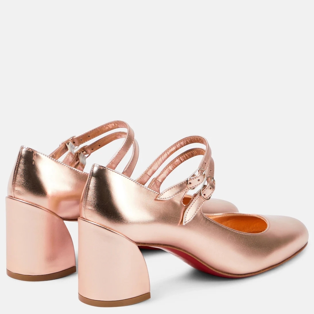 Christian Louboutin Metallic Rose Heels - Picture 3 of 6